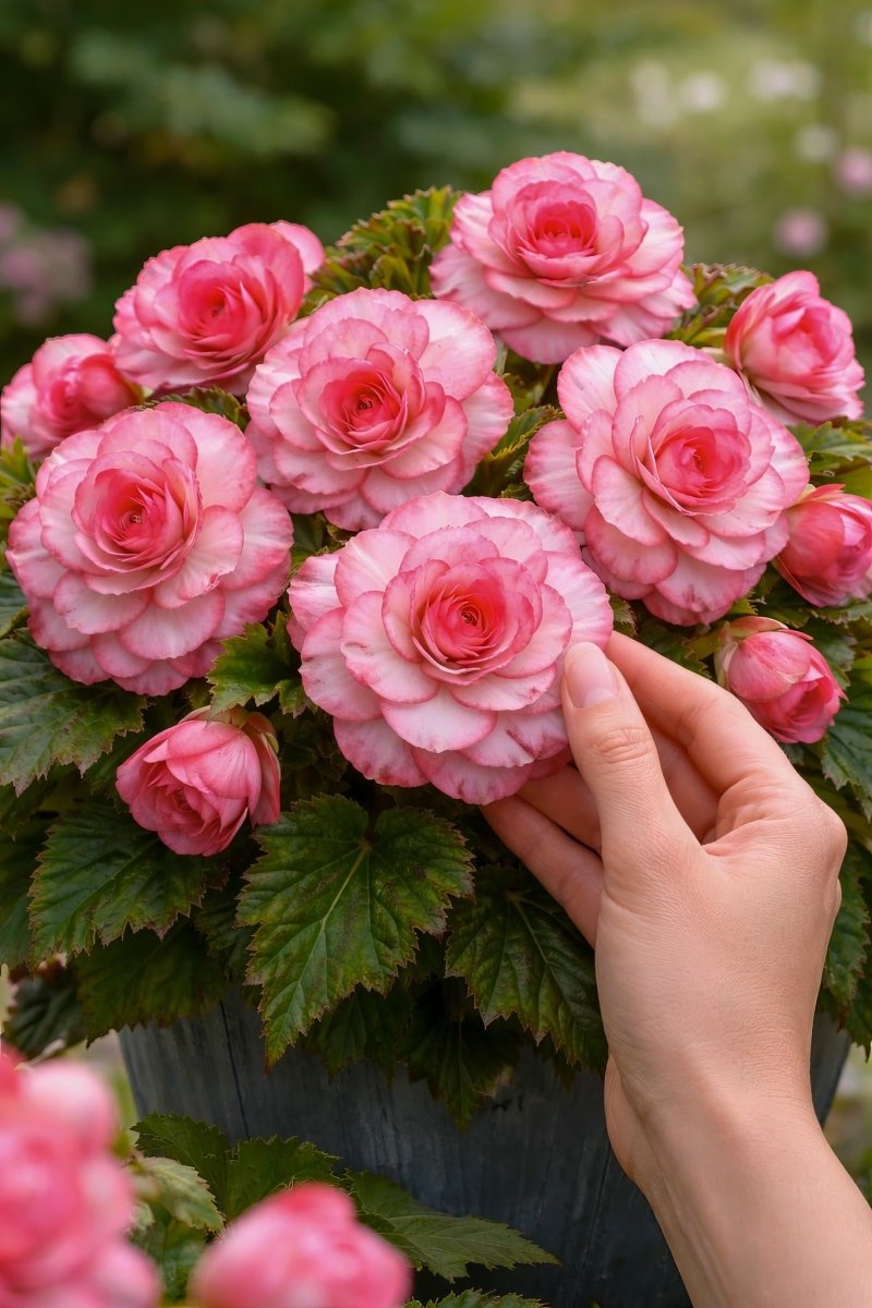 Begonia 'Bouton de Rose' (Double) – begonia tubers, product photo 5 (Harding & Bloom)