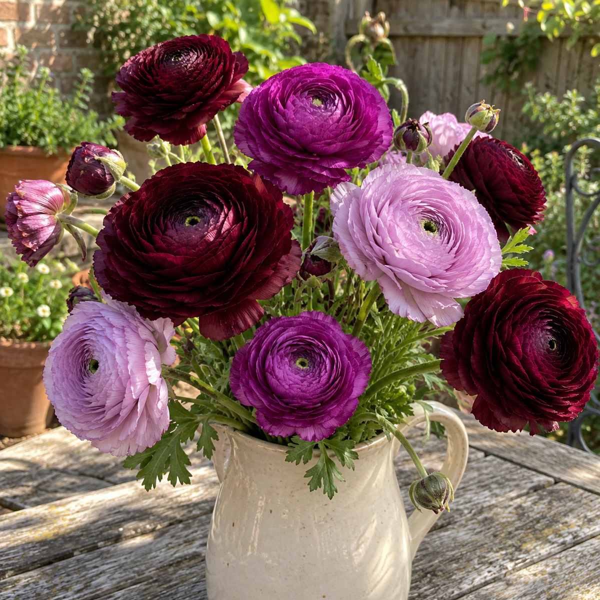 Illustrative Blackberry Velvet — Ranunculus Collection — flower detail