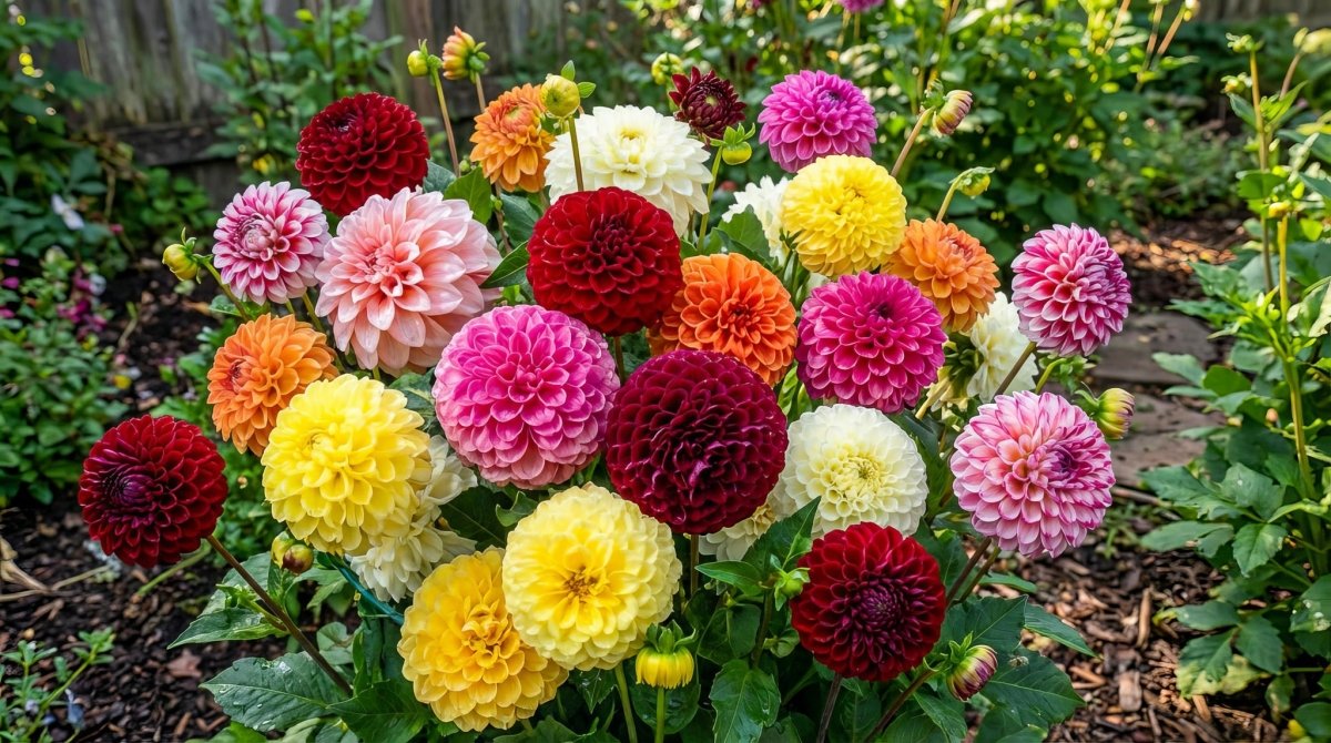 Dahlia 'Pompon Mixed' – dahlia tubers, main product photo (Harding & Bloom)