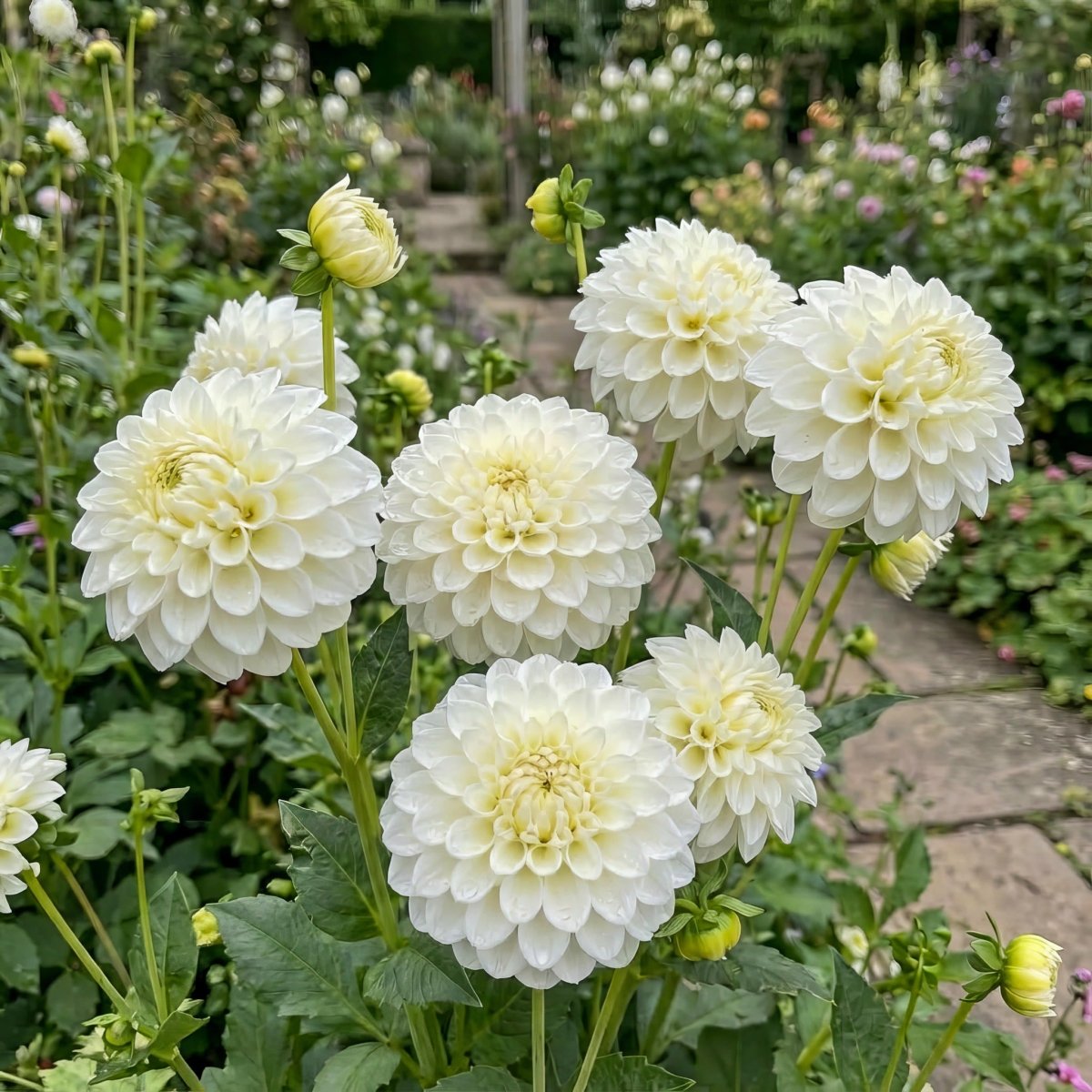 Dahlia 'Snowflake' – dahlia tubers, product photo 3 (Harding & Bloom)
