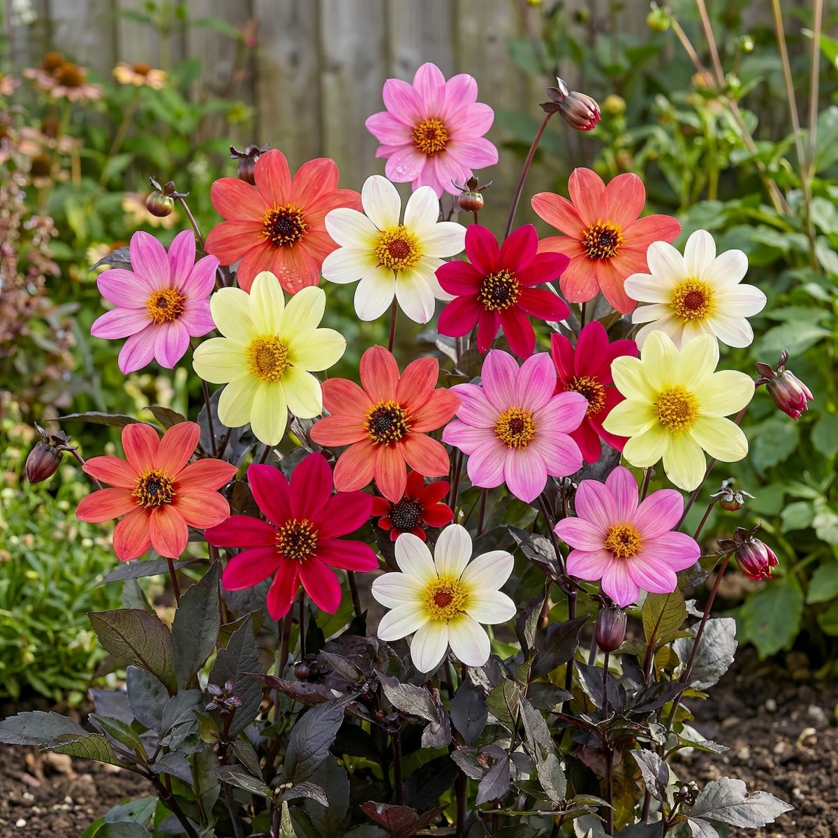 Dahlia 'Topmix Mixed' – dahlia tubers, main product photo (Harding & Bloom)