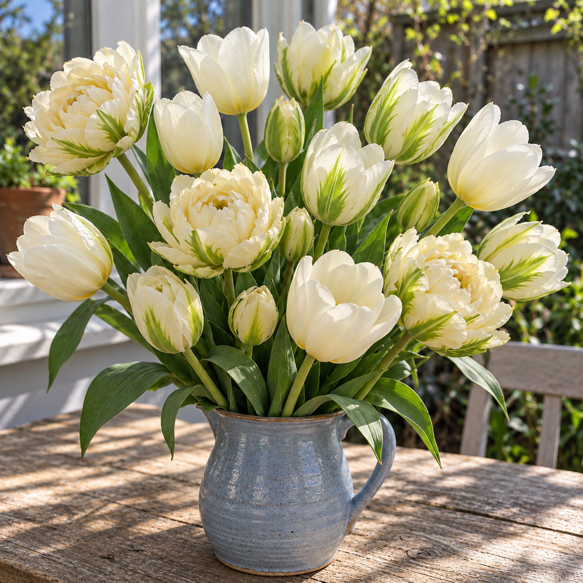 Illustrative Ivory Elegance tulip collection — vase arrangement