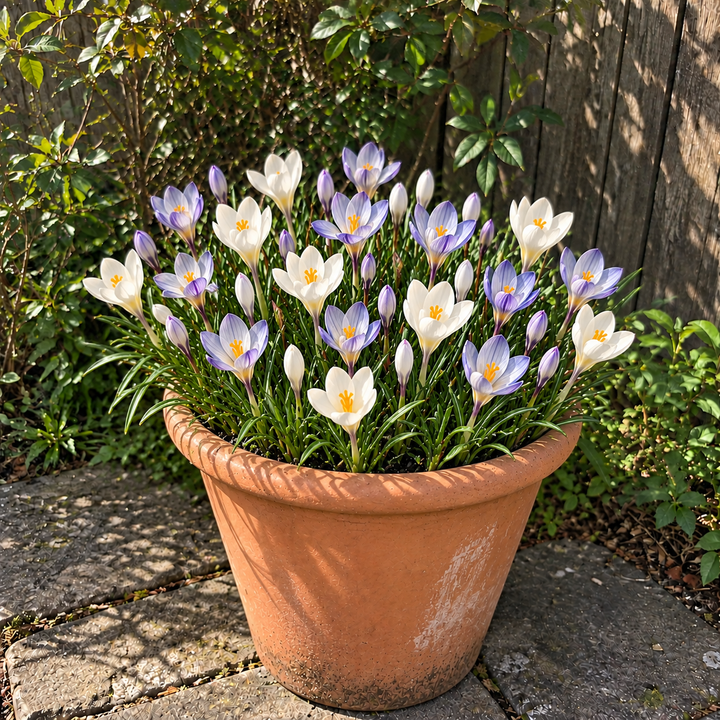 Midnight & Moonlight illustrative early-spring pot display