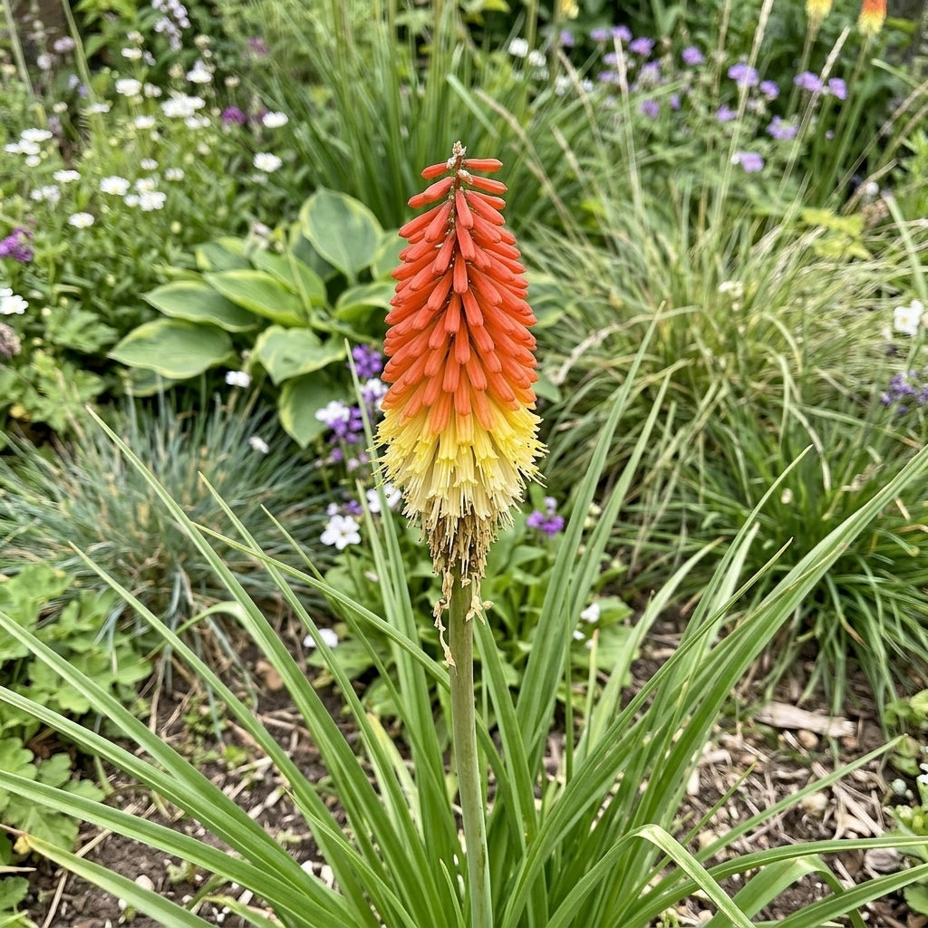 Kniphofia uvaria (Red Hot Poker) – perennial garden photograph 2