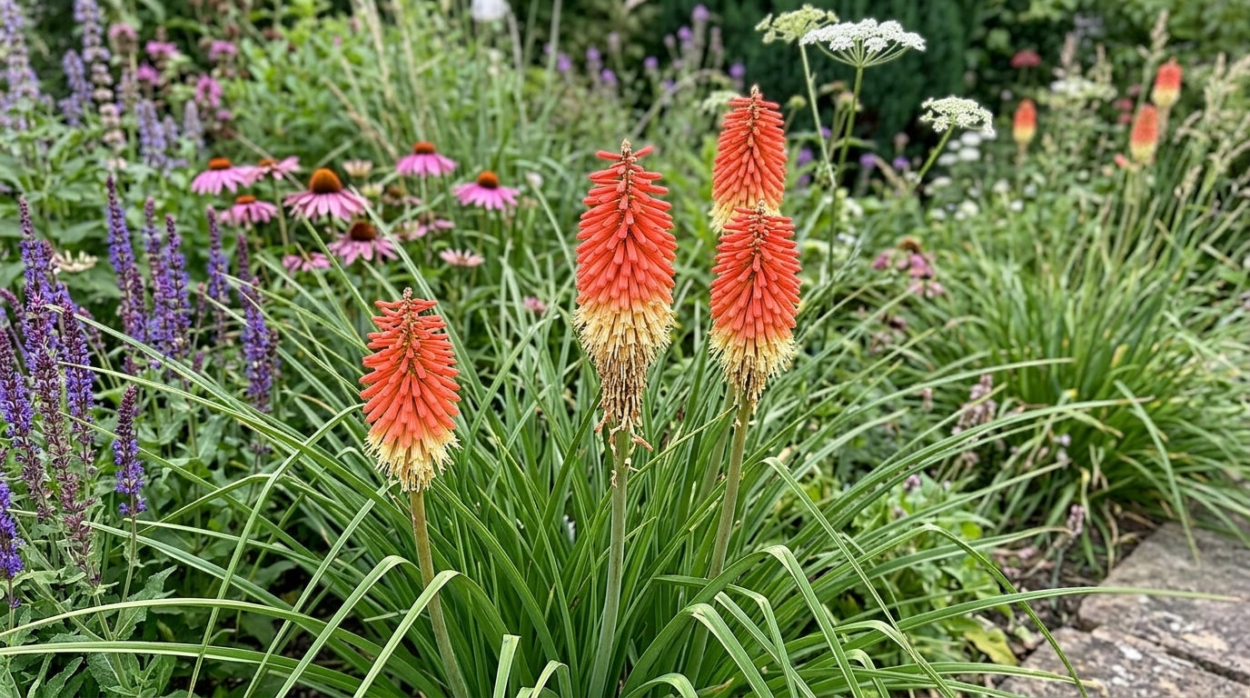 Kniphofia uvaria (Red Hot Poker) – perennial garden photograph 4