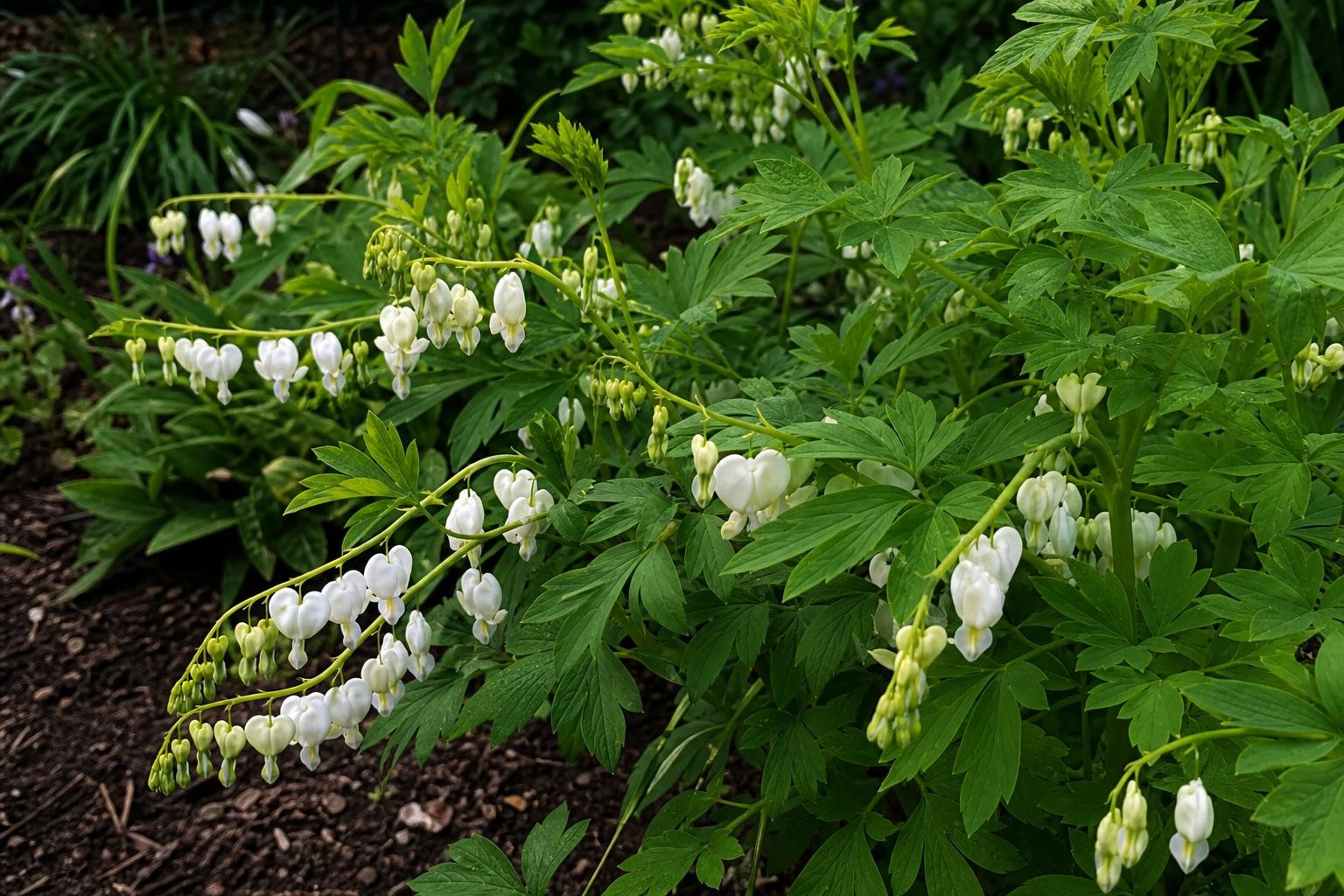 Lamprocapnos spectabilis - ‘Alba’ (Bleeding Heart) – perennial garden photograph 4